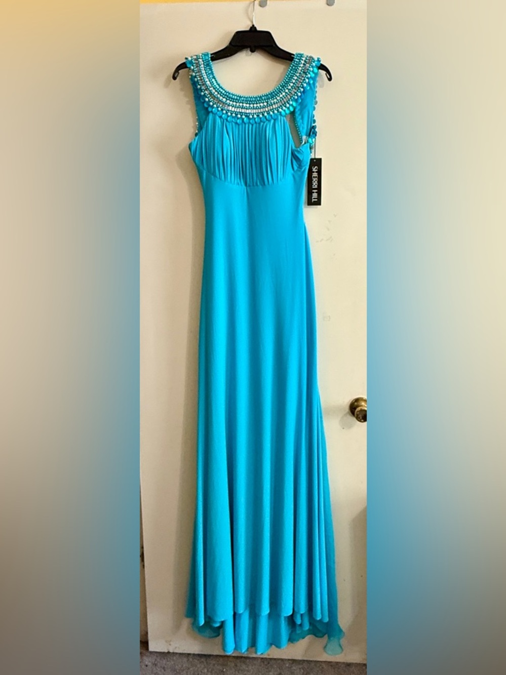 Sherri Hill beaded turquoise gown size 4